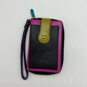 Beautiful Buttery Leather Wristlet Multicolored Zip Around